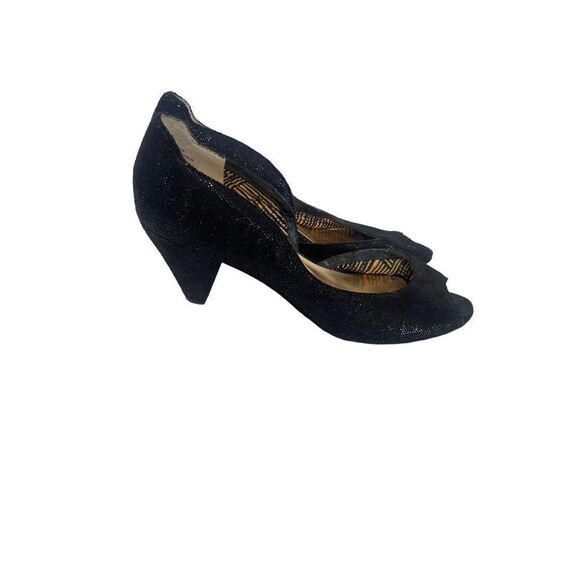 Seychelle’s Glitter Black Peep Toe Heels - Picture 2 of 12